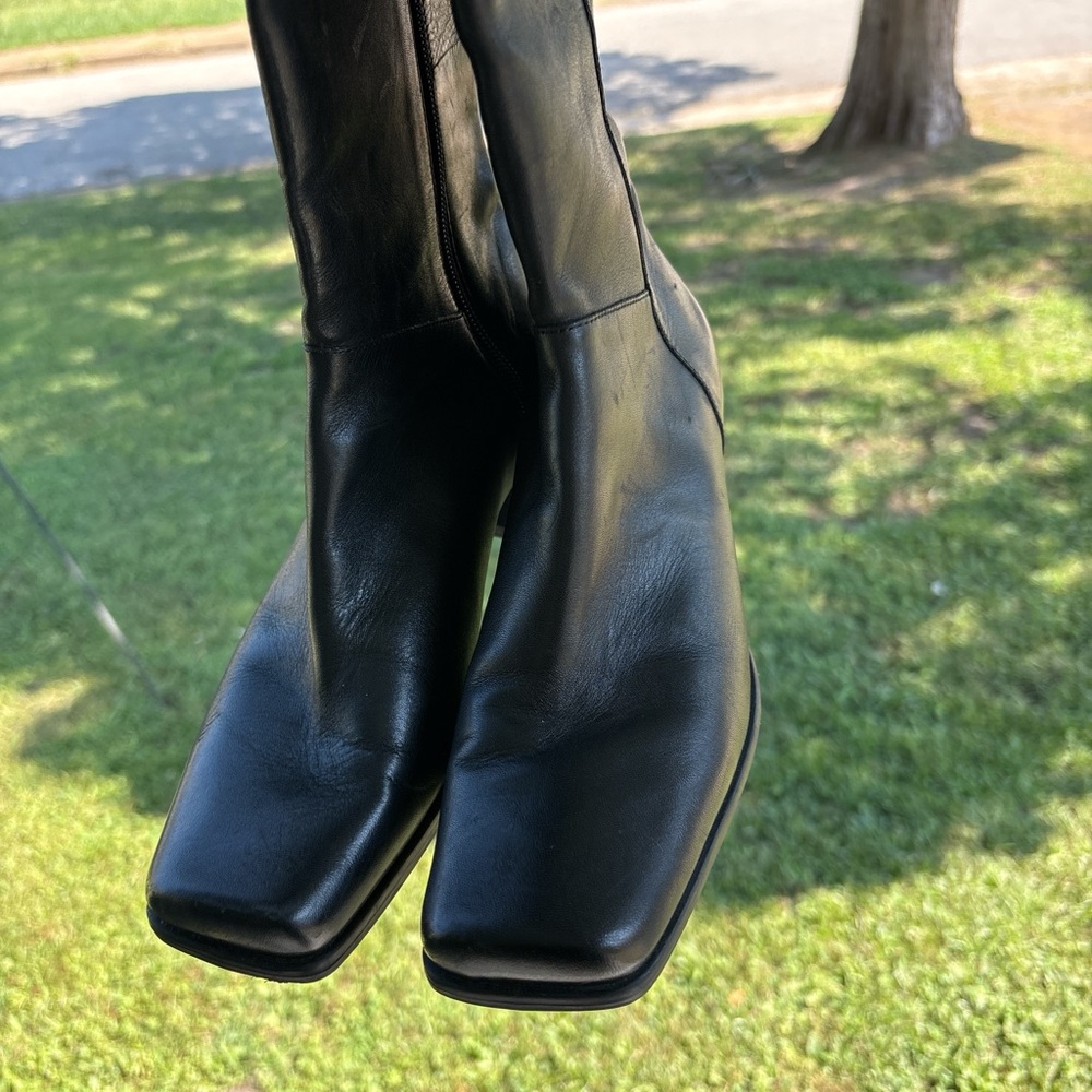 Enzo Angiolini Black Leather Heeled Boots